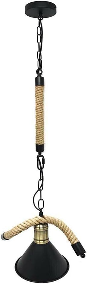 LAMPADARIO CORDA IN CANAPA PORTALAMPADA E27 PARALUME CAMPANA STILE RETRÒ B24-1