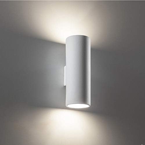 Applique da Parete in Gesso Verniciabile Doppio Fascio di Luce, 2x GU10, Bianco, Design Moderno per Interni – GS-E50