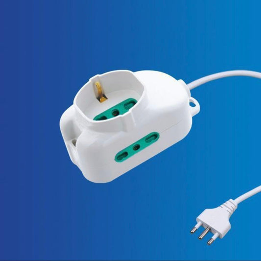 2 Pezzi Multipresa Italiana 3 Posizioni 10/16A, Presa Multipla Compatta con Spina Tipo L 16A, Max 2500W, Bianca – C-X203074