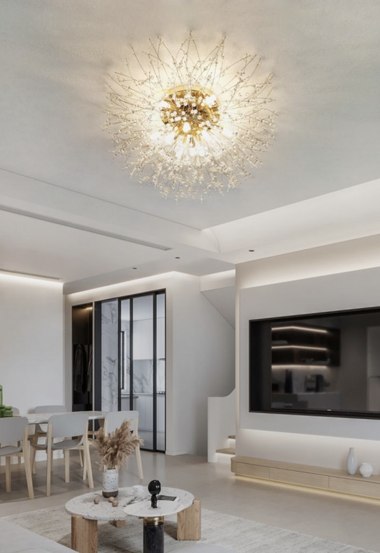 TEKHOME Lampadario Camera Da Letto Moderni, Oro/Argento, Plafoniera soffitto con cristalli di fuochi d'artificio, 10X G9, Lampade a sospensione pre Soggiorno, Cameretta PN-13