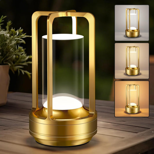 Lampada LED da Tavolo Ricaricabile 3W – Luce Portatile Touch con 3 Temperature di Colore, Batteria 2000mAh, Design Moderno in Alluminio e Acrilico – Uso Interno D37