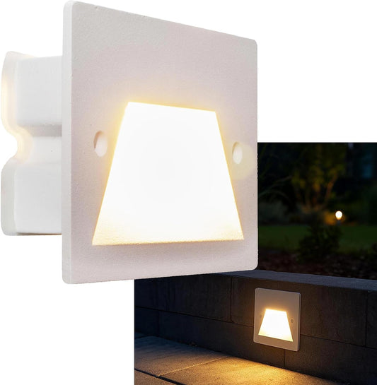 Segnapasso da Incasso LED 3W IP65 CCT-Switch – Lampada da Parete per Scale e Corridoi, Luce Selezionabile 3000K-6500K, Alluminio e Vetro, Impermeabile da Esterno e Interno ES49