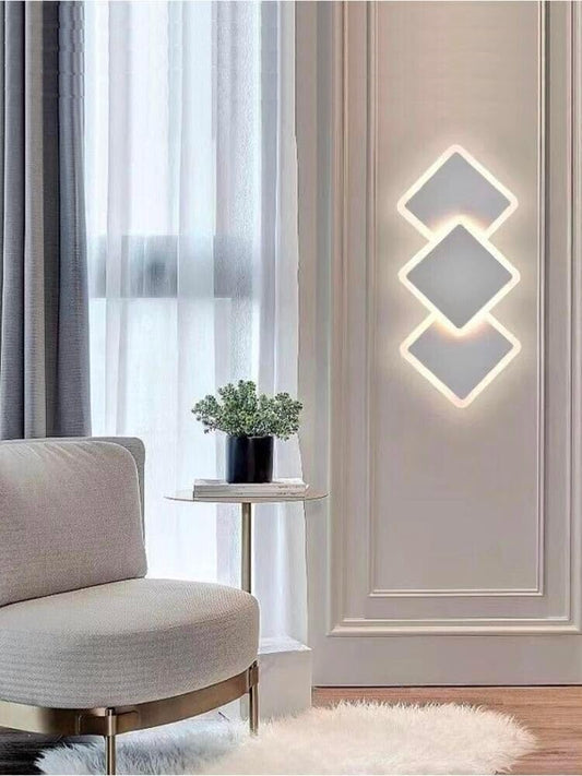 TEKHOME Applique LED da Muro 14W Moderna Forma Geometrica Rombo 3 Colori 3000K/4000K/6500K Lampada da Parete Design Decorativo Interno Bianco AQ31-B3C