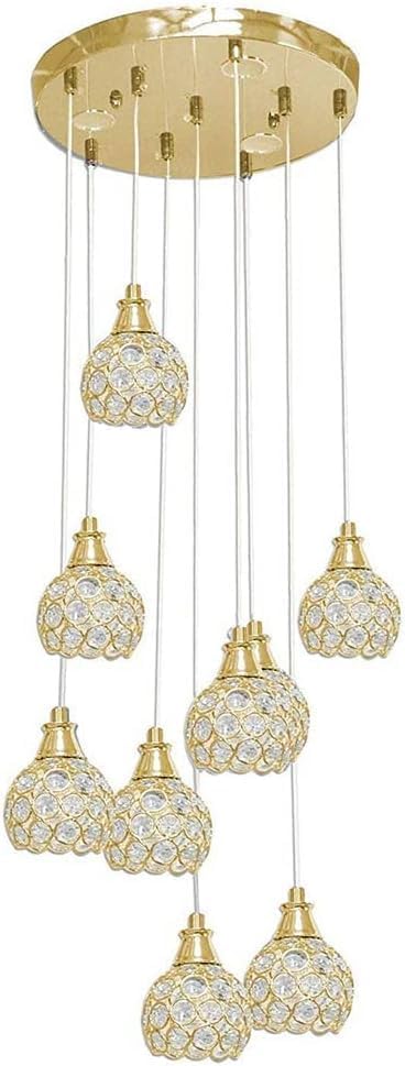 Lampadario da soffitto a sospensione plafoniera 38.5 watt con sfere con cristalli gocce in acrilico 9 portalampada attacco g9 lampada sospesa oro o argento B37