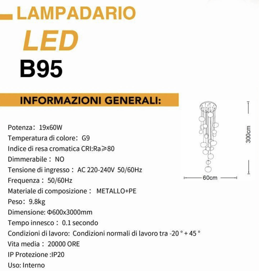 Lampadario LED Design Cascata 60W B95