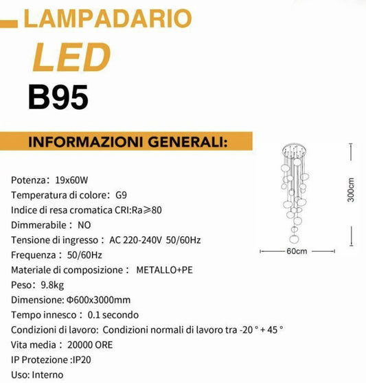 Lampadario LED Design Cascata 60W B95