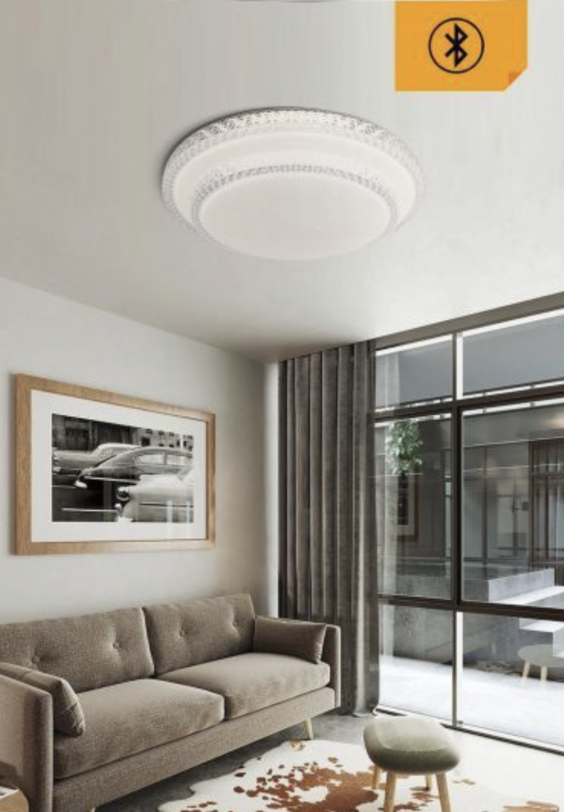 TEKHOME Plafoniera LED da Soffitto 60W con Bluetooth e Telecomando, Dimmerabile 3000K-6500K, Ø50cm, Design Elegante con Decorazioni Acriliche, Luce per Soggiorno Camera Letto, CRI>80, PN-12-3C