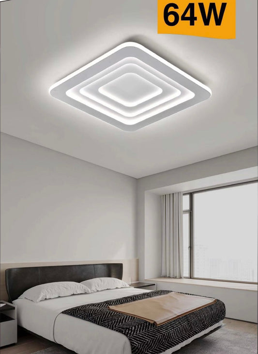 TEKHOME Plafoniera Lampadario da soffitto a led con Luci Design Stile Moderno Lampada 64W per Camera Cucina Salotto Locali Commerciali (Quadrato con Telecomando) C46