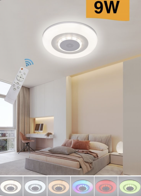 TEKHOME Plafoniera LED Smart, 9W RGB + 9W Bianco (3000K-6500K), Dimmerabile con APP e Telecomando, Contrololo Bluetooth, Luce Colorata per Interni, IP20, Ø485mm, Bianco C44-RGB-O
