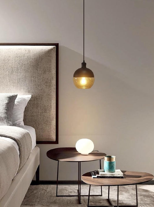Lampadario a Sospensione Industriale LP-12N, Attacco E27, Altezza Regolabile 120 cm, Paralume in Vetro e Alluminio, Ø21cm, Stile Moderno per Casa, Hotel, Corridoio, Supermercato LP-12N