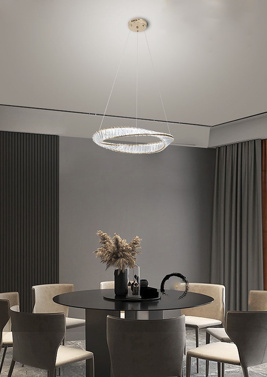 TEKHOME Lampadario LED di Lusso con Cristalli, 45W 3600LM Luce Bianchissima 8000K, Sospensione Moderna in Acciaio Inox, per Interni, 220-240V B76-F