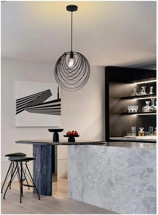 Lampadario A Sospensione Nero E27 Lampada Geometrica da Soffitto Decorativa B86