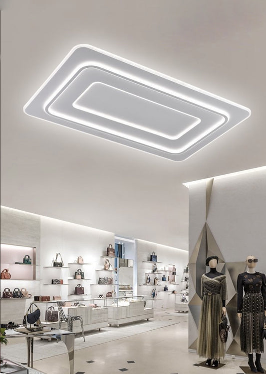 TEKHOME Plafoniera LED Rettangolare 123W, 9.840 lm, 3000K–4000K–6500K, Dimmerabile, CRI>80, Fascio 300°, IP20, Bianco, 102×62,5 cm, Modello C66-3C