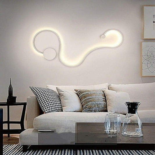 TEKHOME Applique LED da Muro 20W, Design Artistico Moderno a Linea Fluida, 3 Colori 3000K-4000K-6500K, Bianco, IP20, Lampada da Parete Interna per Soggiorno, Camera da Letto, Corridoio E12