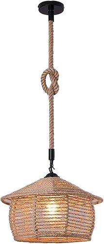 Lampadario a sospensione con paralume a cono in corda di canapa stile vintage retrò lampada attacco E27 cucina soggiorno A54