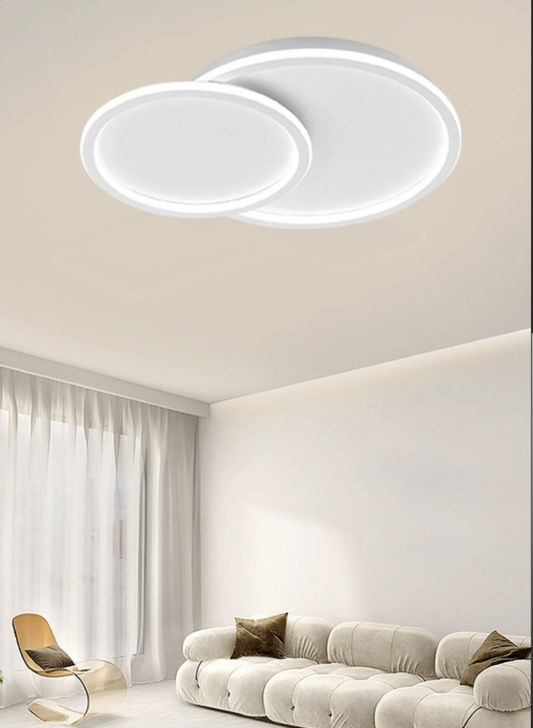 TEKHOME Plafoniera Lampadario da soffitto a led con 2 Luci cerchi Design Stile Moderno Lampada per Camera Cucina Salotto Locali Commerciali (2 cerchi 45w bluetooth) PN-26
