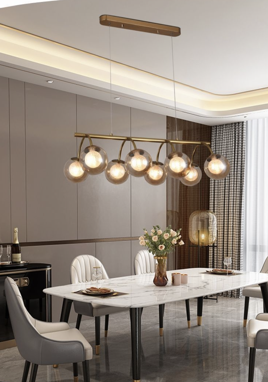 TEKHOME Lampadario da Soffitto Moderno 8XG9, Bronzo, Lampada a Sospensione Design Elegante per Sala da Pranzo, Soggiorno, Camera da Letto – Struttura in Metallo e Vetro, 74cm A04-8