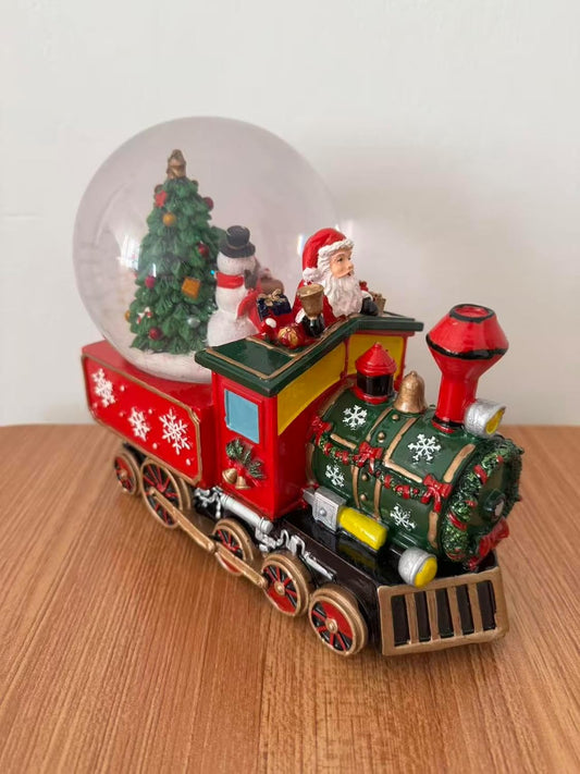 Carillon Natalizio Trenino di Babbo Natale con Globo di Neve Musicale, Decorazione Natalizia da Tavolo, L’Arte del Natale, Carica Meccanica, 22x12x17,5 cm 423521