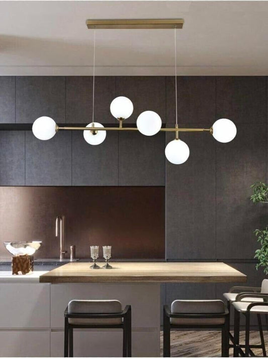 Lampadario a sospensione 6 sfere colore bianco attacco g9 moderno B88