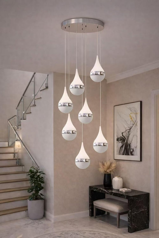 Lampadario LED Moderno 80W, Sospensione Design a Goccia, CCT Switch 3000K-4000K-6500K, 6400 Lumen, Illuminazione per Soggiorno Sala da Pranzo Cucina – LP-18A3C