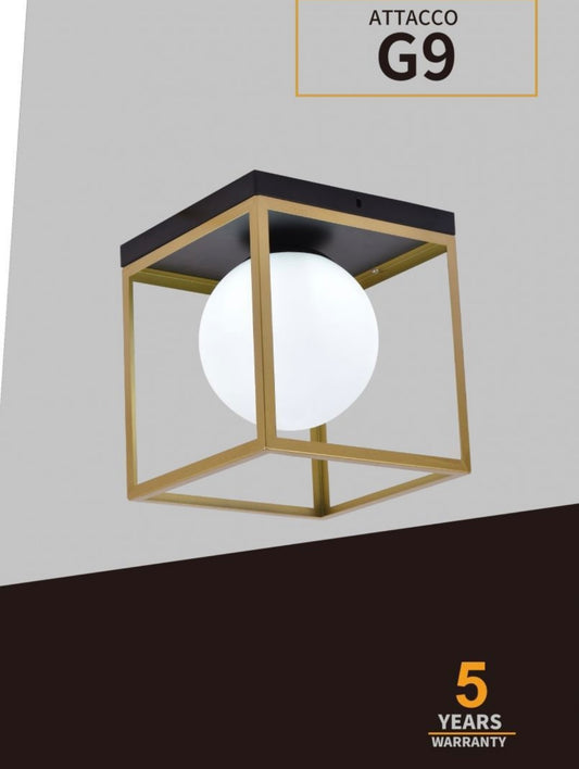TEKHOME Plafoniera da soffitto minimalista lampada in metallo nero bronzo con sfera in vetro per camera da letto G9 C76-1