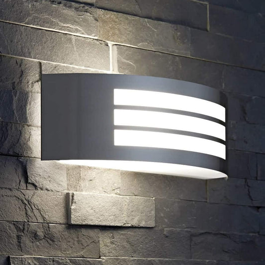 Applique da Esterno E27 IP44, Lampada da Parete in Acciaio Inossidabile e PP, Design Moderno Curvo, Attacco E27 (Lampadina non inclusa), per Facciata, Balcone e Giardino s101