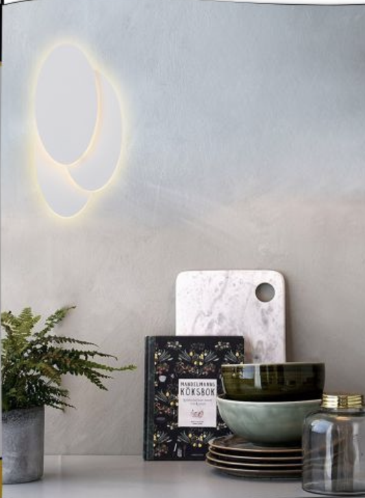 TEKHOME Applique da Parete LED Artistica 12W, Lampada da Muro Design Ovale Decorativo, 3 Colori 3000K-6500K, 320LM, in Metallo e Acrilico, IP55, per Soggiorno, Camera da Letto e Corridoio E33