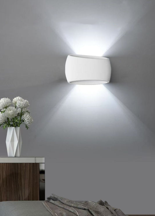 TEKHONE Applique da Parete in Gesso Bianca Design Moderno Luce Up & Down per Interni con Attacco R7S – GS-E08