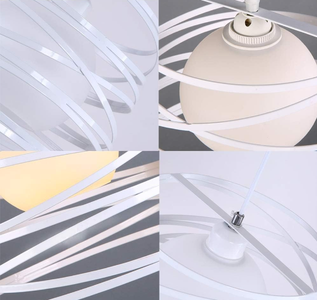 Lampadario moderno a sospensione a fasce intrecciate, in ferro- Attacco 1xE27, Potenza max 1x60 W, dim. 33x22 cm, lunghezza filo 100 cm A08