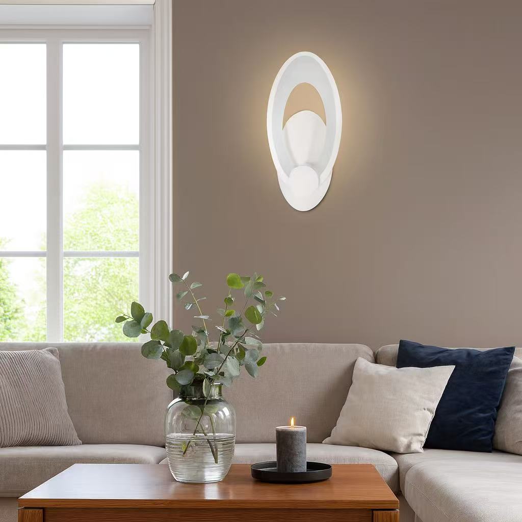 TEKHOME Applique da Parete LED 9W CCT 3000K-6500K Bianca, Lampada da Muro Moderna Dimmerabile, Design Decorativo Interno E25-3C