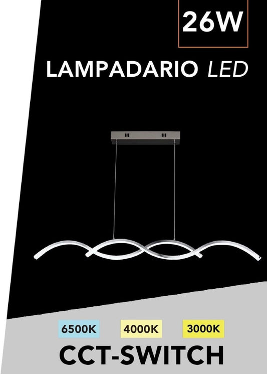 TEKHOME Lampadario a Sospensione Moderno | Lampadario LED Soffitto per Soggiorno, Cucina, Camera da Letto | 3 Colore Della Luce| Lampada Sospesa | 26W | Alluminio 90x5x90 cm- A43