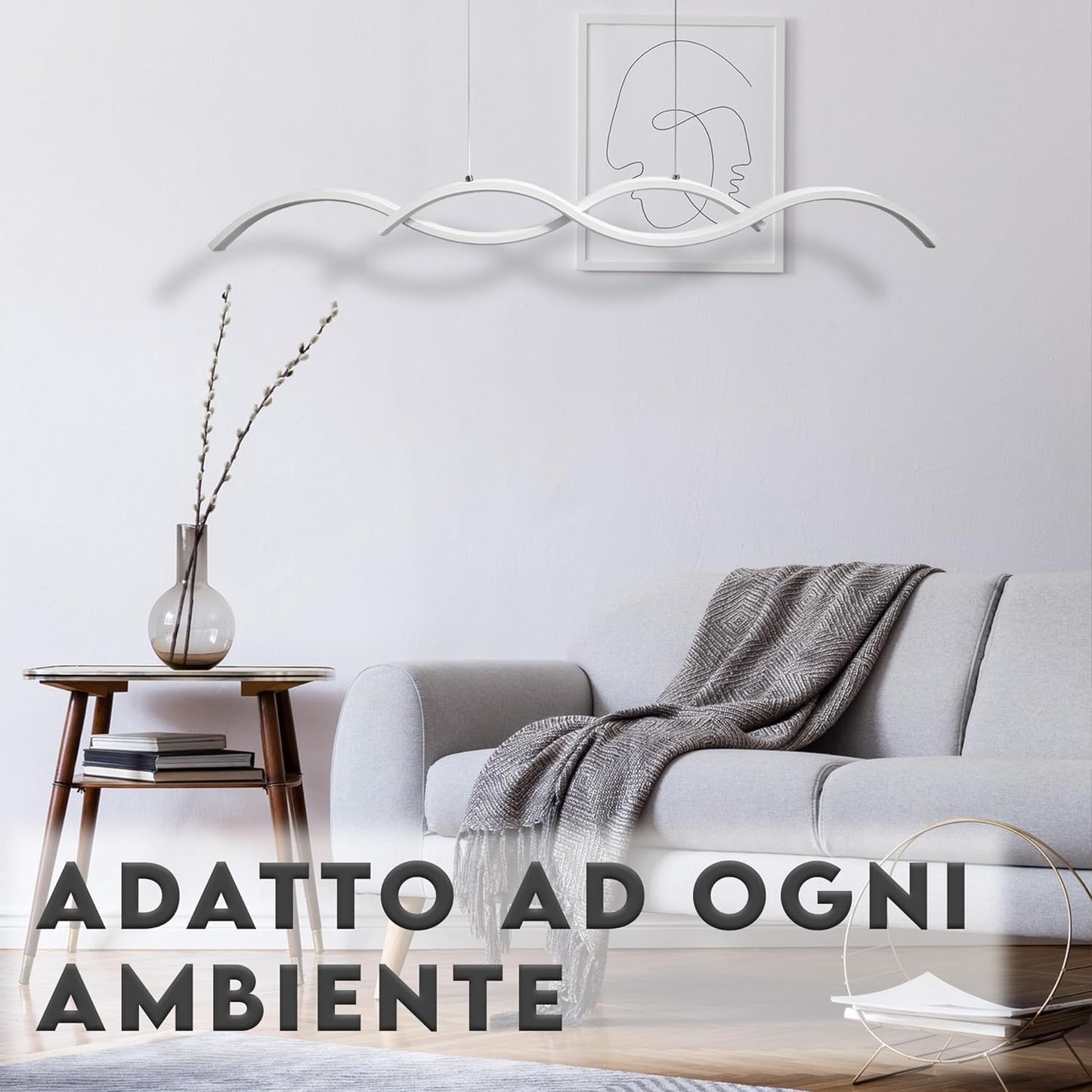 TEKHOME Lampadario a Sospensione Moderno | Lampadario LED Soffitto per Soggiorno, Cucina, Camera da Letto | 3 Colore Della Luce| Lampada Sospesa | 26W | Alluminio 90x5x90 cm- A43
