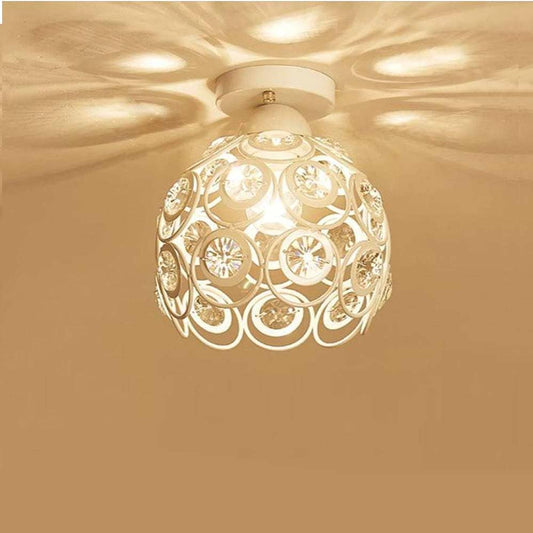 TEKHOME Lampadario da Soffitto a Sfera in Cristallo, Attacco E27, Nero e Bianco, Senza Lampadina, Stile Moderno, per Camera da Letto, Soggiorno, Corridoio, Ø28cm C23