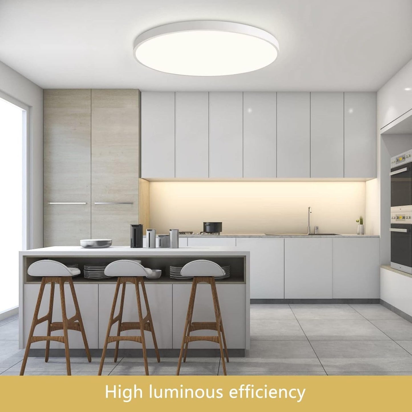 TEKHOME Plafoniera LED Soffitto 36/45W,3colore 3600/4950LM IP40 Impermeabile Rotonda Ø48/60CM Lampadario LED Moderna Luce Soffitto per Cameretta, Cucina, Soggiorno, Balcone -LV