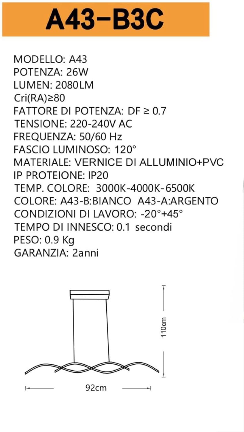TEKHOME Lampadario a Sospensione Moderno | Lampadario LED Soffitto per Soggiorno, Cucina, Camera da Letto | 3 Colore Della Luce| Lampada Sospesa | 26W | Alluminio 90x5x90 cm- A43