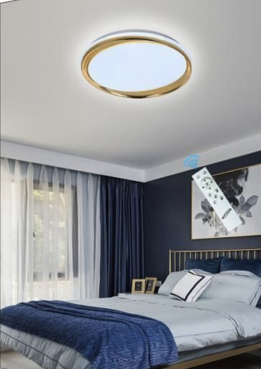 TEKHOME Plafoniera LED Soffitto con Telecomando, 46W Ø49cm 6500K, Dimmerabile, CRI≥80, 3680LM, IP20, Luce Bianca Fredda, Design Moderno in Ferro Verniciato e Acrilico, per Camera da Letto, Soggiorno C18-OF