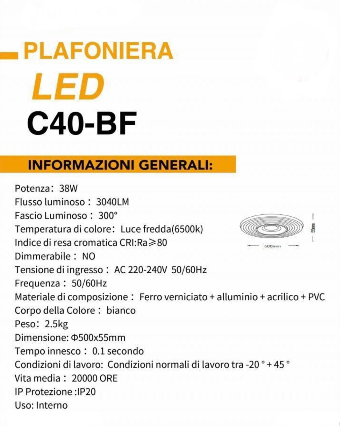TEKHOME Plafoniera Lampadario da soffitto a led con Luci cerchio tonda Design Stile Moderno Lampada per Camera Cucina Salotto Locali Commerciali C40