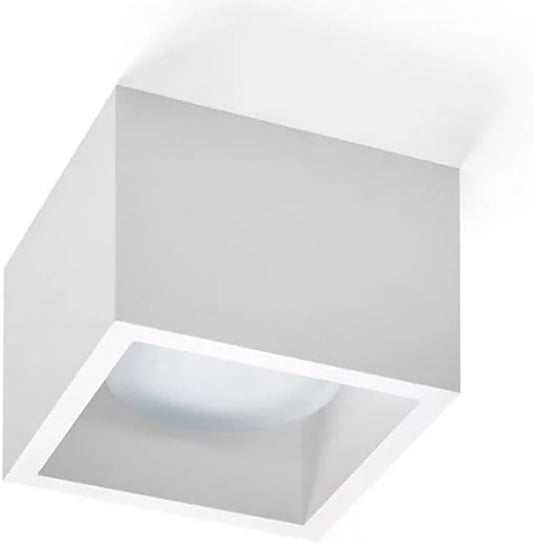 Plafoniera in Gesso da Soffitto Quadrata, Attacco GX53, Max 15W, Verniciabile, IP20 – Bianco – GS-C38-1