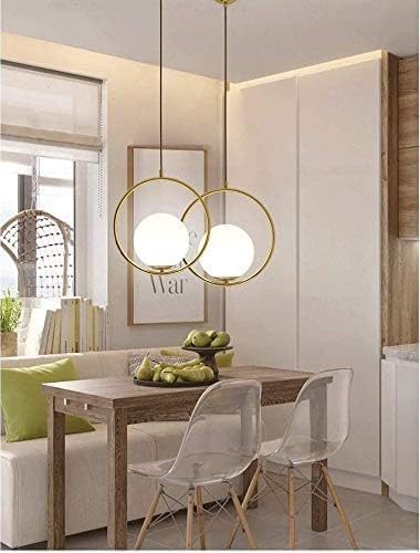 Lampadario bronzo sospensione LED cerchio pendente G9 paralume globo vetro luce tavolo cucina soggiorno ristorante A97