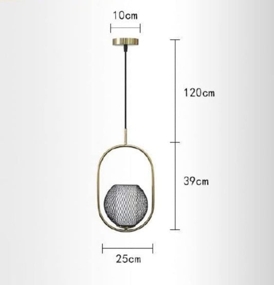 Lampadario a sospensione sospeso ovale sfera luce led E27 in metallo oro pendente semplice design moderno minimal minimalista per camera soggiorno LP-09