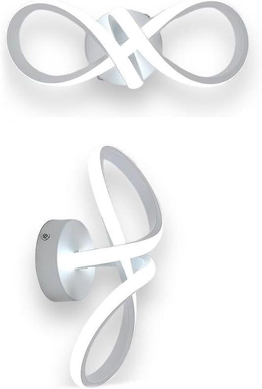 TEKHOME Applique LED da Muro 13W Moderno Bianco Forma a Nastro Infinito 3 Colori 3000K/4000K/6500K Lampada da Parete Interno Design Creativo AQ30-3C