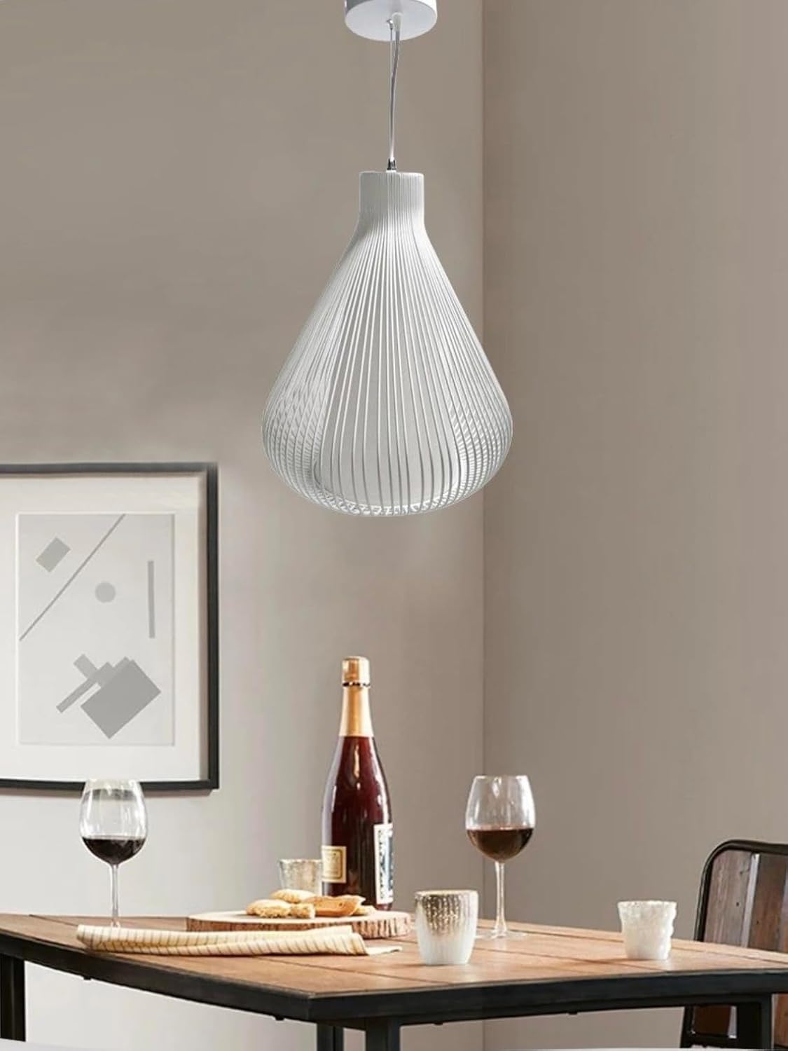 Lampadario da soffitto a goccia sospensione bianco e nero portalampada E27 arredamento moderno B18