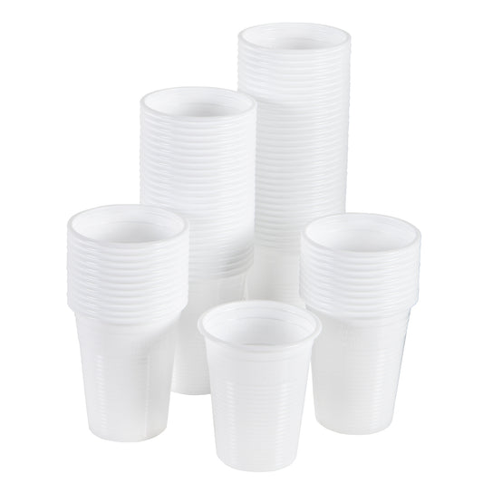 BICCHIERI PLASTICA BIANCHI PER ACQUA MONOUSO 200ml confezioni da 100pz