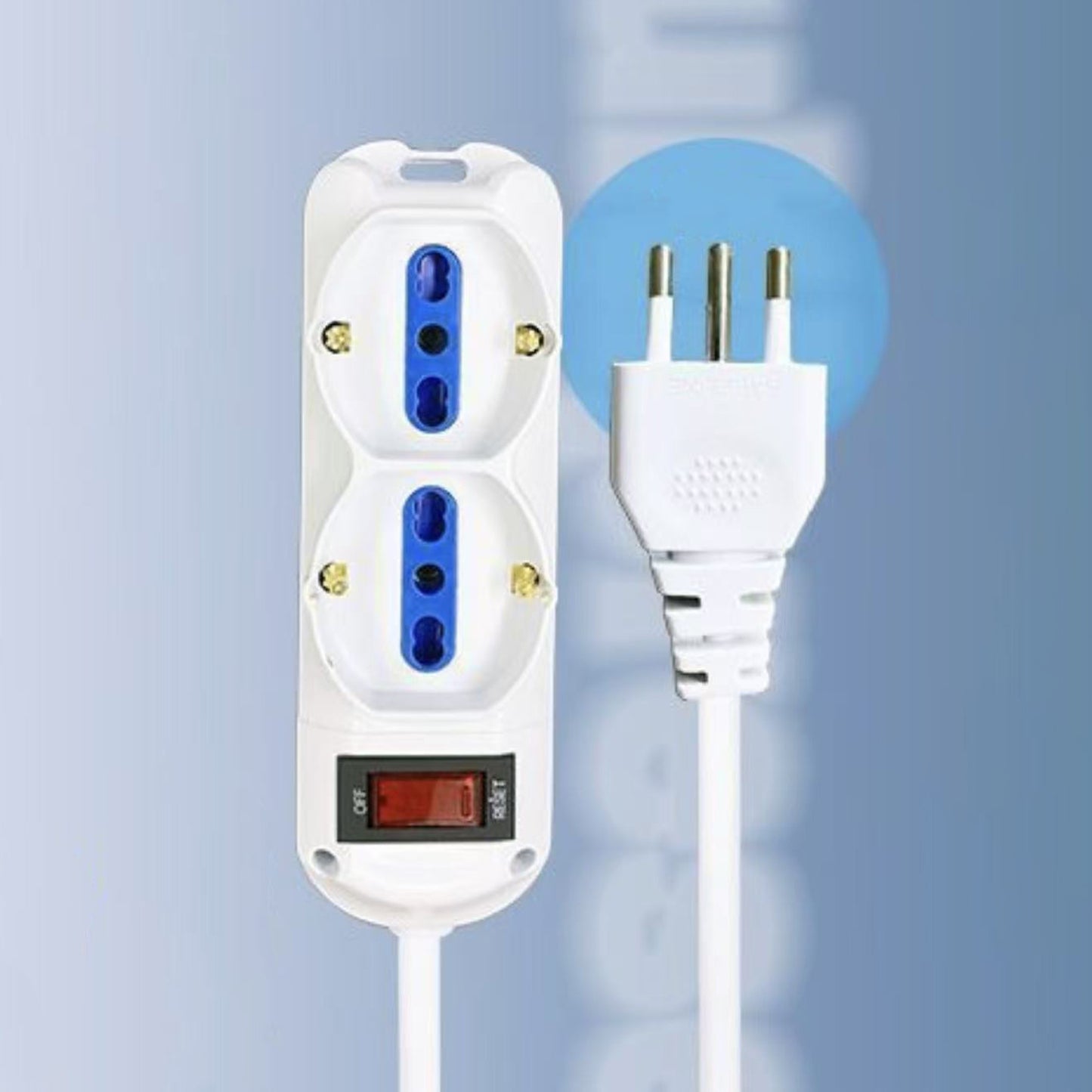 2 Pezzi Multipresa Bipasso e Schuko 10/16A, 6 Prese Totali, con Protezione da Sovraccarico, Spina Italiana 10A, Interruttore ON/Off, Cavo 1,5 m, Bianca– XSL2612