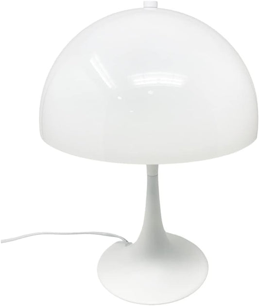 Lampada da Tavolo E27 – Design Moderno a Fungo, Lampada da Comodino/Scrivania, Metallo e Resina, Colore Bianco, Max 60W D12-B