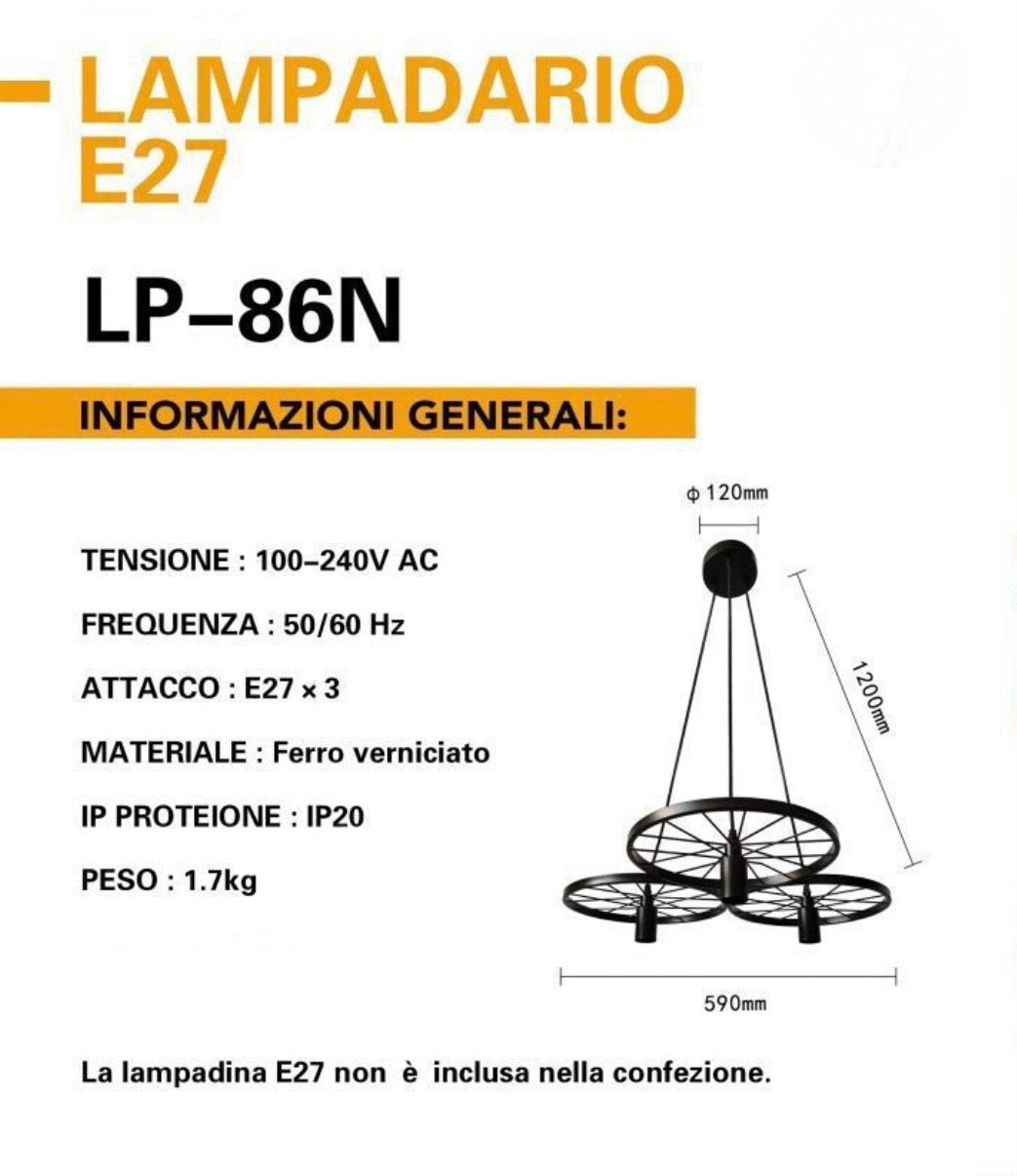 Lampadario a sospensione design ruota LP-86