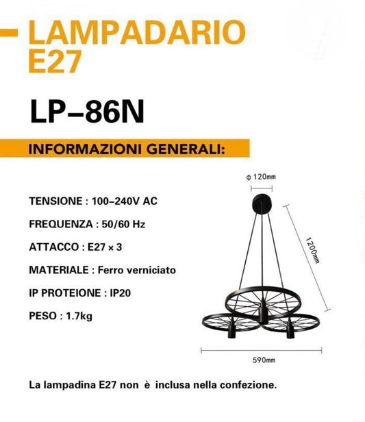 Lampadario a sospensione design ruota LP-86
