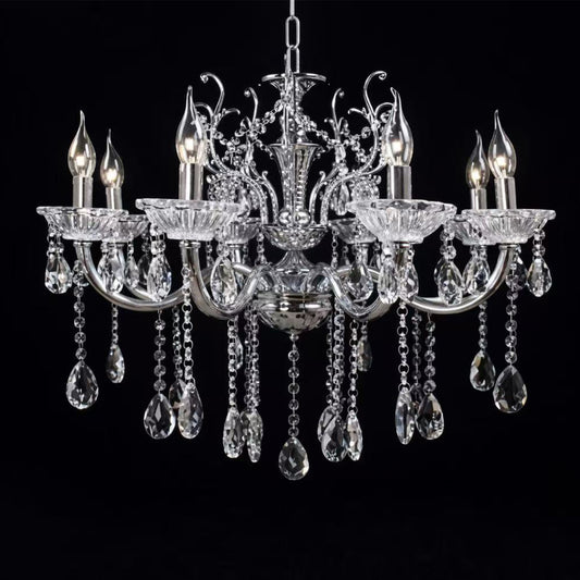 Lampadario in Cristallo Classico 8 Luci E14 per Soggiorno Sala da Pranzo 71cm A19