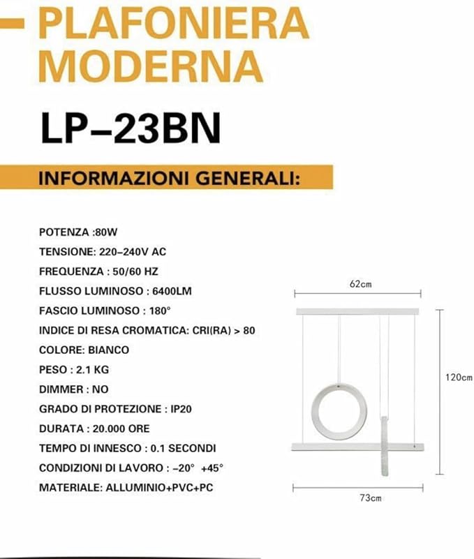 Lampadario LED Moderno EQUILIBRIA 35W LP-23