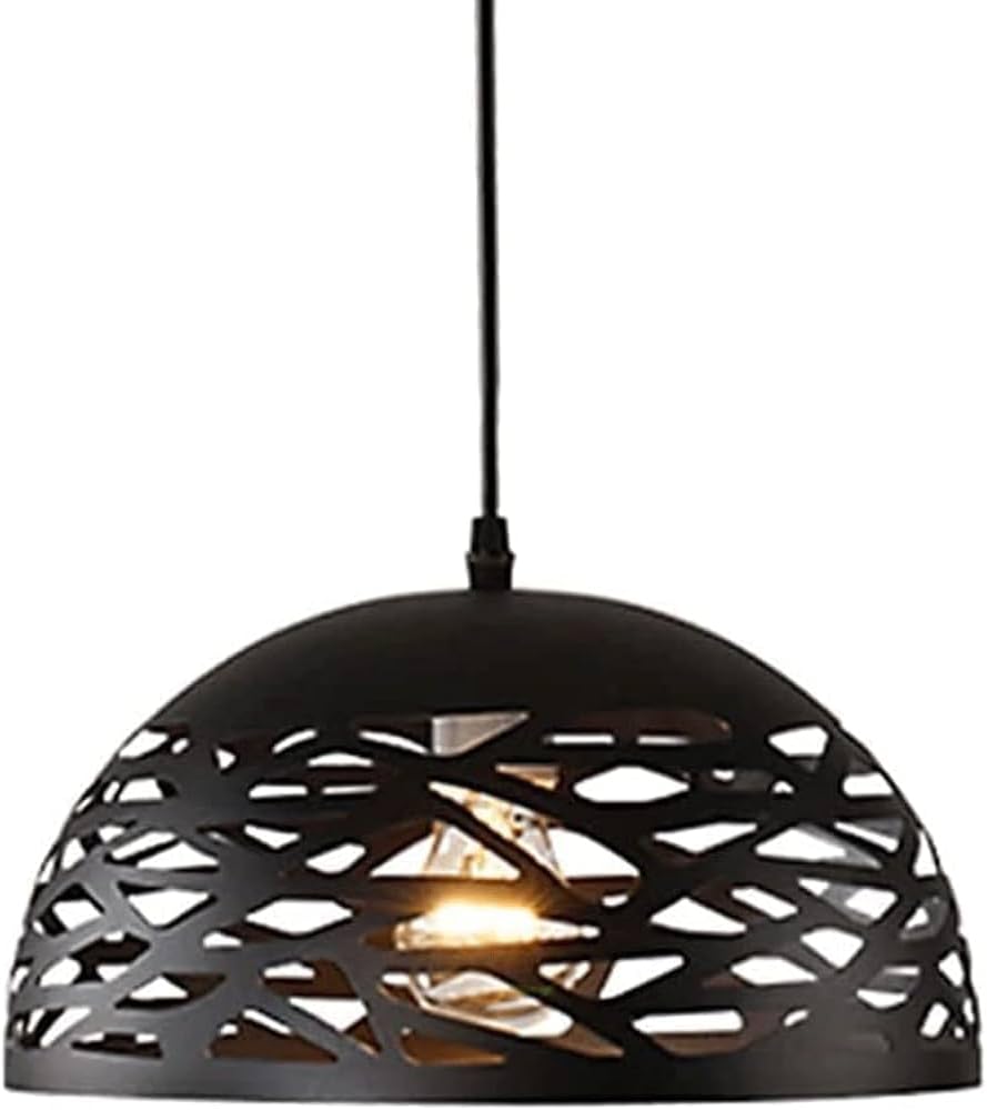 Lampada a sospensione a cupola in metallo industriale regolabile in altezza E27 Base Lampadario ritagliato per isola cucina, camera A37